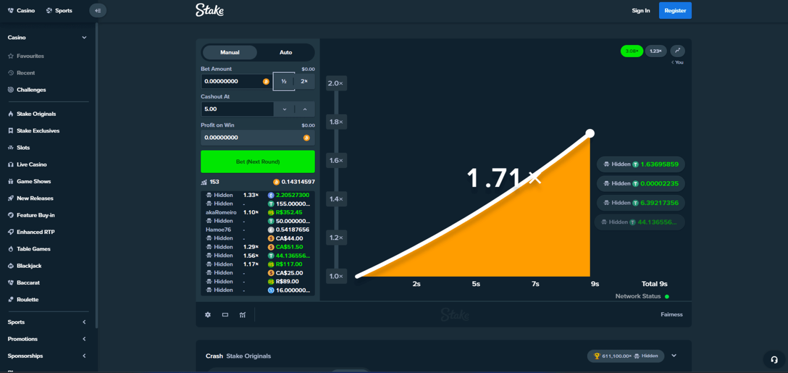 Crypto Crash Jeux au casino Stake