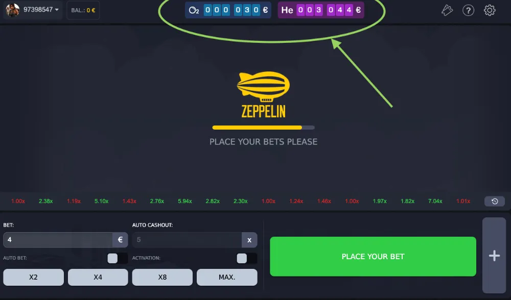 Zeppelin Bet in Casino