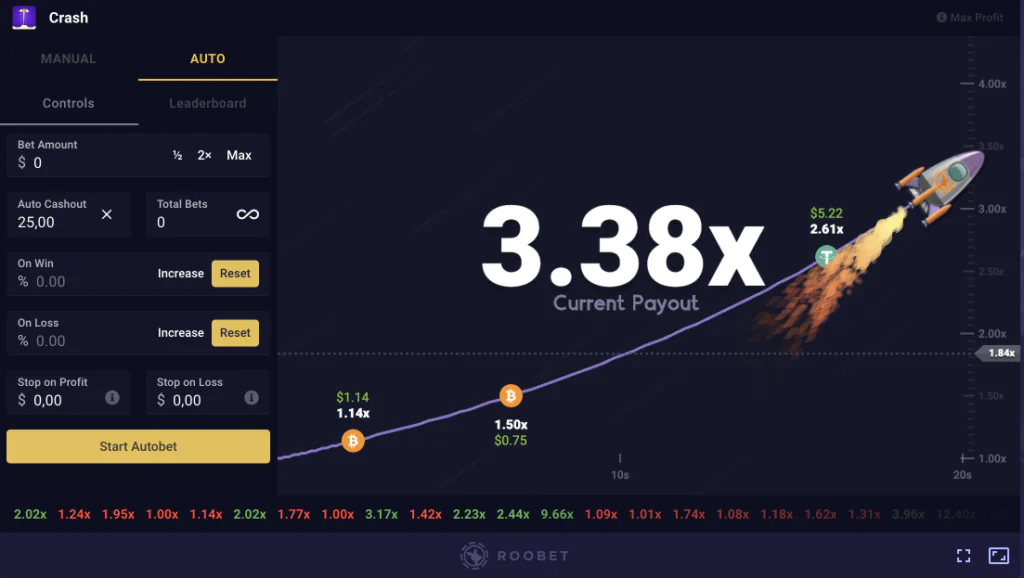 Roobet Crash Gameplay